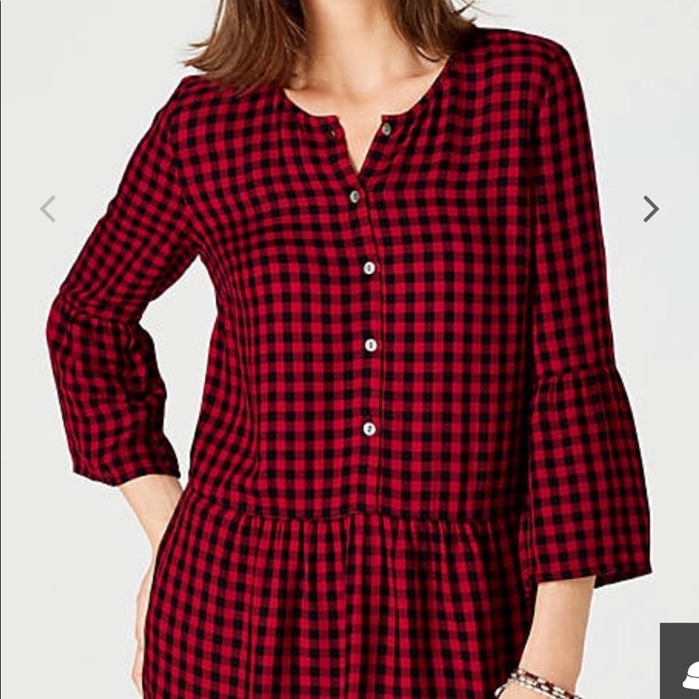 J. Jill gingham shirted-sleeve top